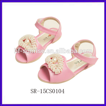 SR-15CS0104 latest fashion girls sandals girls pink pearl sandals new girls flat sandals design